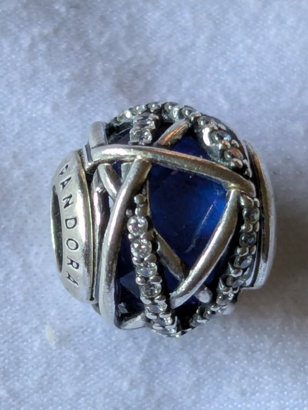 Pandora Royal Blue Galaxy Charm, Sterling Silver and Sparkly! (Retired)